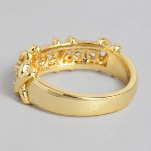 Estele  gold plated fancy band type ring with American diamond for women (non adjustble)