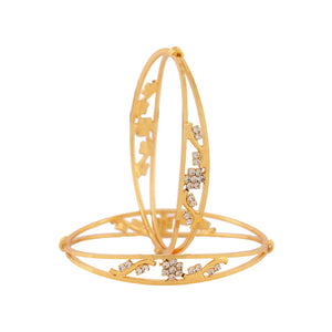 Estele Gold Plated Blooming Designer Bangle with Crystals