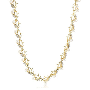 Gold Tone Plated White Crystl Stone Necklace With Earrings