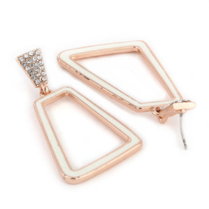 ROSE GOLD WITH WHITE ENAMEL HEXAGON DANGLERS