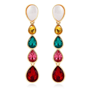 Multicolour Gemstone Crystals Drop Earrings