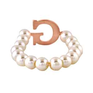 Estele Rose Gold Plated Glowing "G" Letter Glass Pearl Bracelet for Women