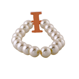 Estele Rose Gold Plated Incredible "I" Letter Glass Pearl Bracelet for Women