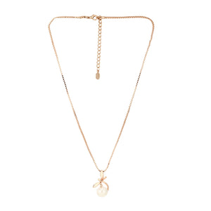 Estele - Delicate Pearl and Enamel Rosegold Pendent Set