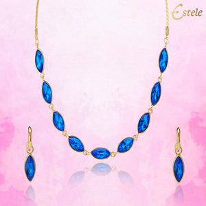 Estele - 24 KT Gold plated Necklace Set with  blue  stones for Women